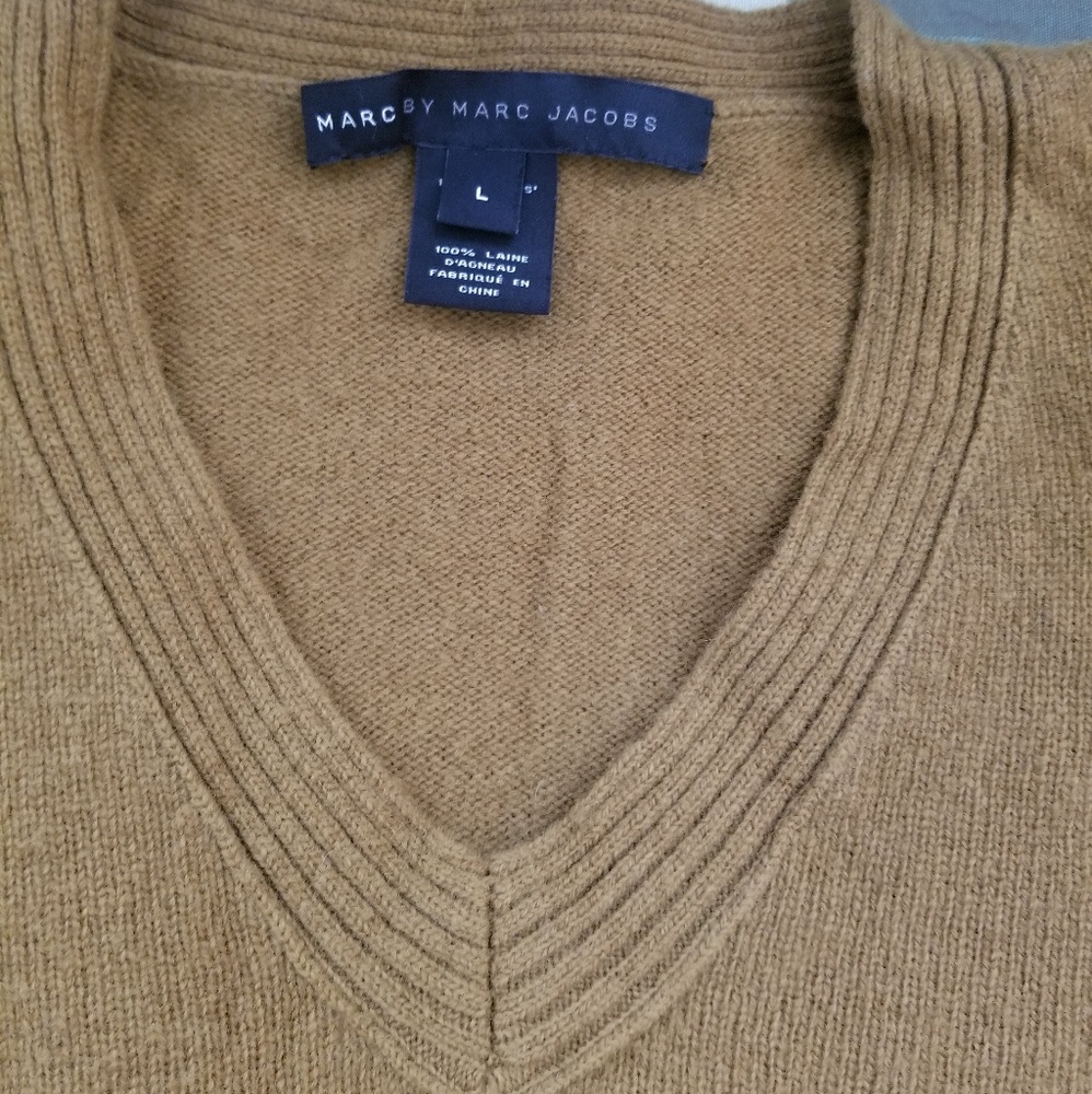 Marc by Marc Jacobs Brown Wool V-Neck Sweater US L